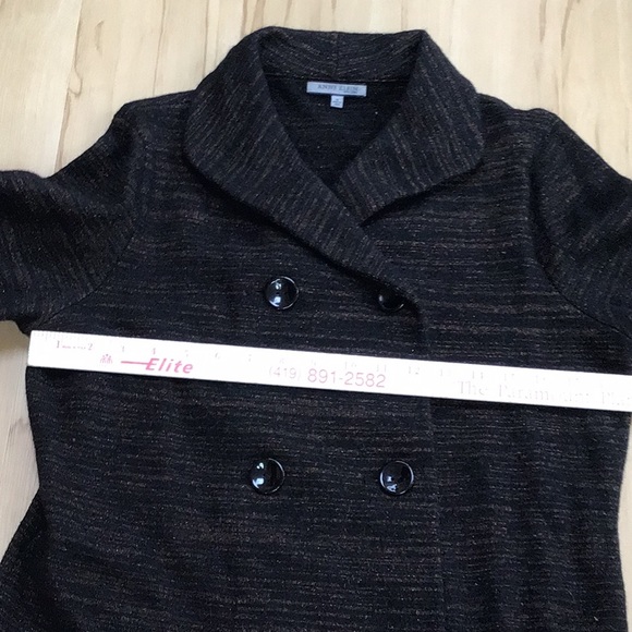 Anne Klein Black Metallic Copper Gold Vintage Knit Blazer Medium - Picture 6 of 10